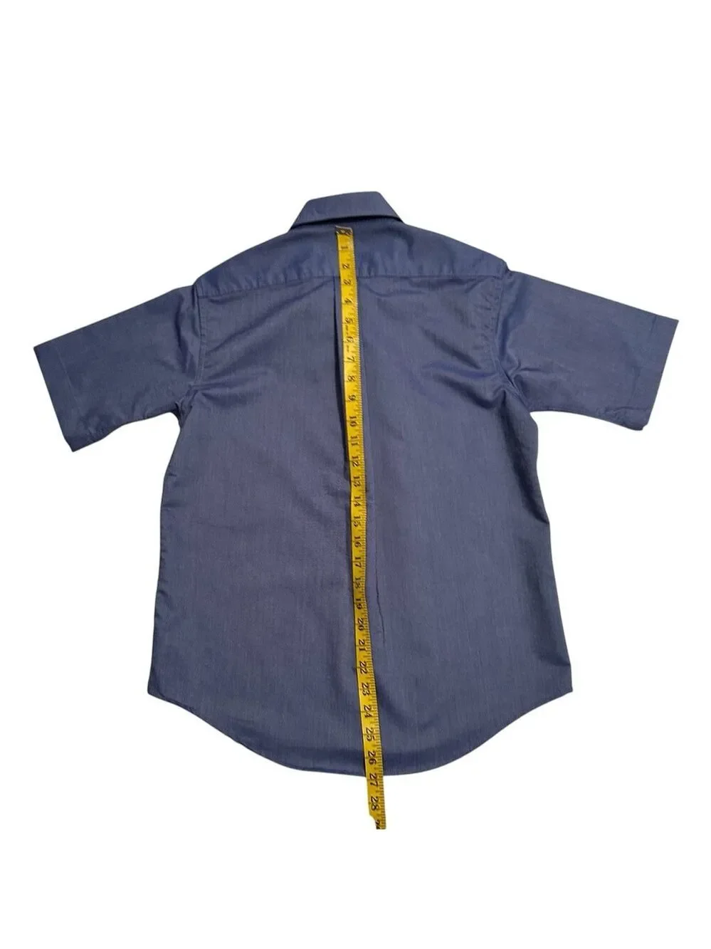 Lands End Button Down Shirt Boys 16 Blue Short Sleeves Button Collar